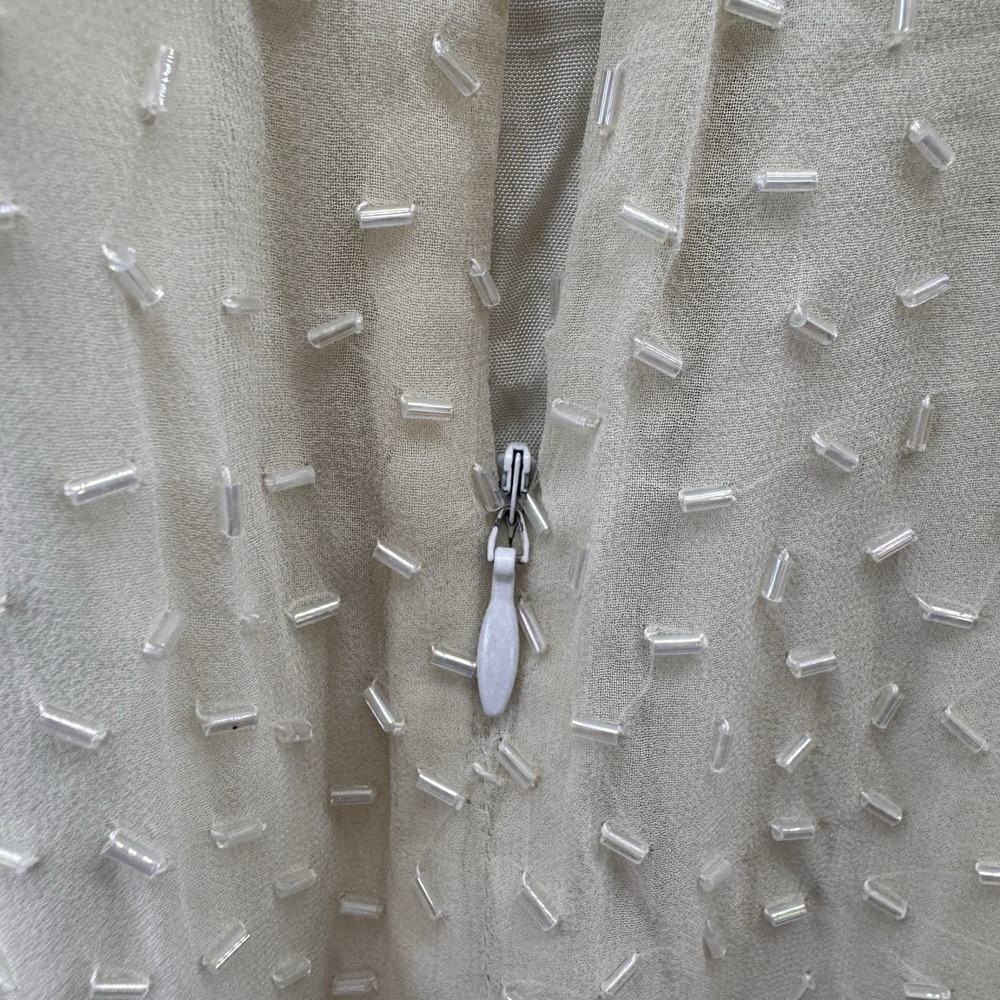 Vintage 1980s Silk Beaded Art Deco Maxi Gown Formal Evening Dress Size M - Picture 9 of 11